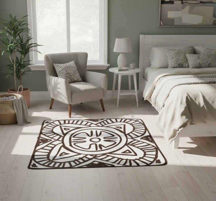 Bedroom vinyl rug ethnic floral design - TenStickers