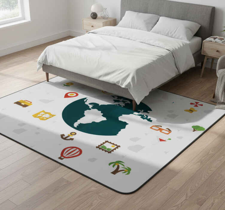 Tapis vinyle chambre monde en voyage - TenStickers