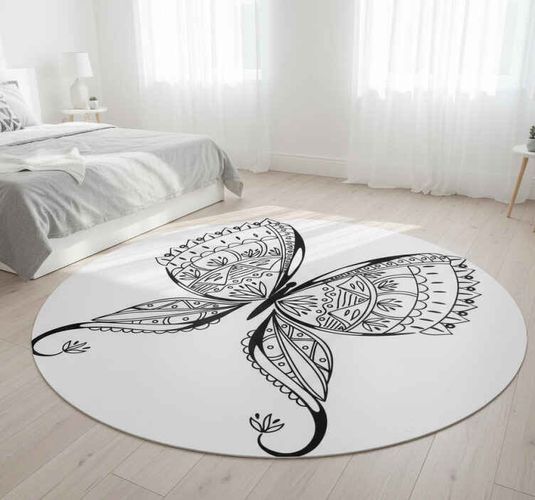 Alfombra vinílica dormitorio mariposa elegante - TenVinilo