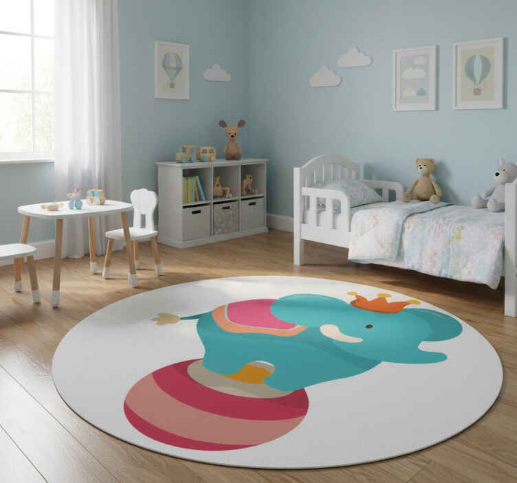 Kids vinyl rug balancing elephant design - TenStickers