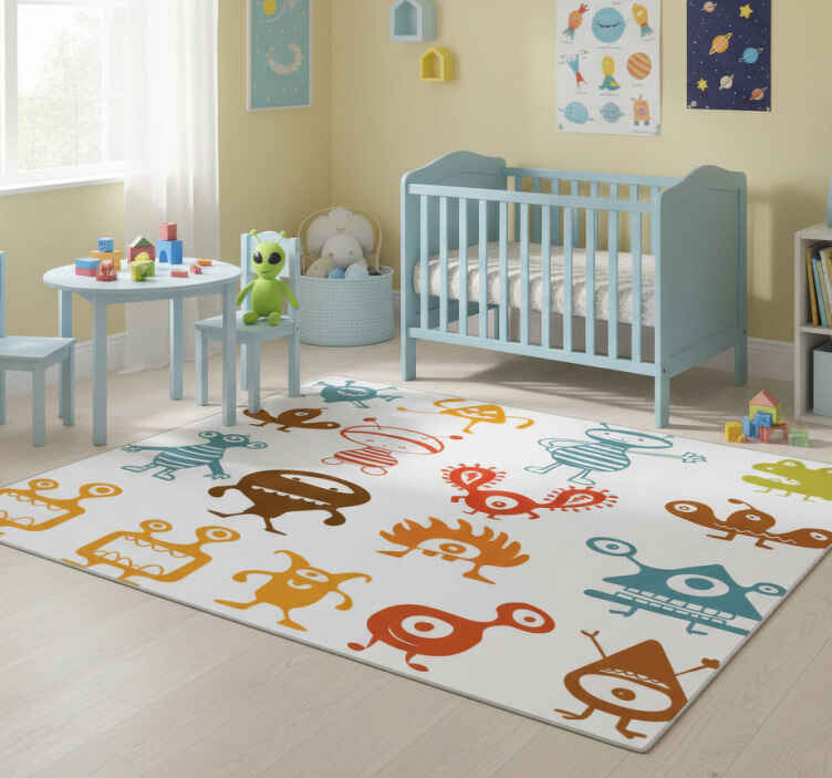 Alfombra vinílica infantil extraterrestres coloridos - TenVinilo