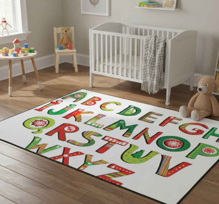 Çocukta pvc halı yeşil ve kırmızı alfabeli - TenStickers