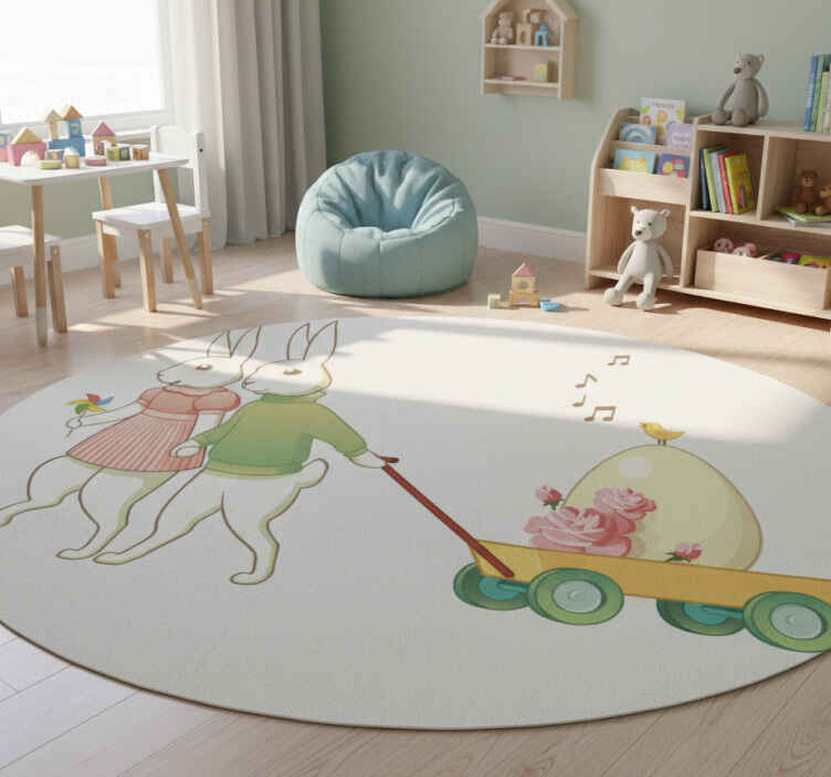 Kids vinyl rug with easter bunnies design - TenStickers