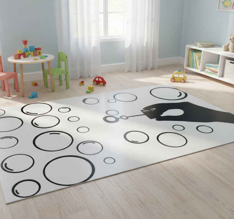 Alfombra vinílica juegos silueta mano burbujas - TenVinilo