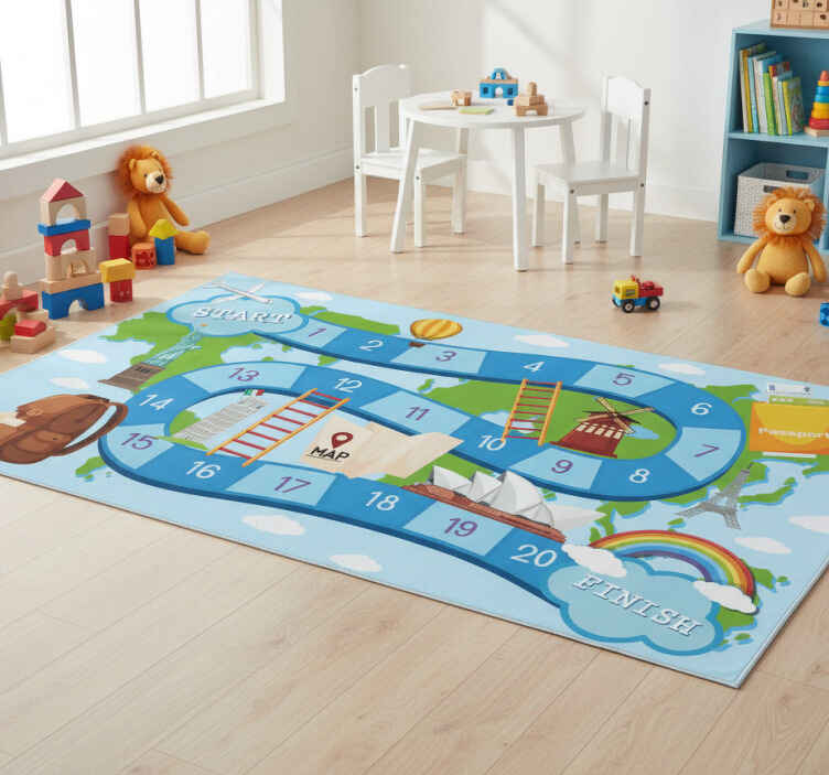 Gaming vinyl rug board game around the world - TenStickers