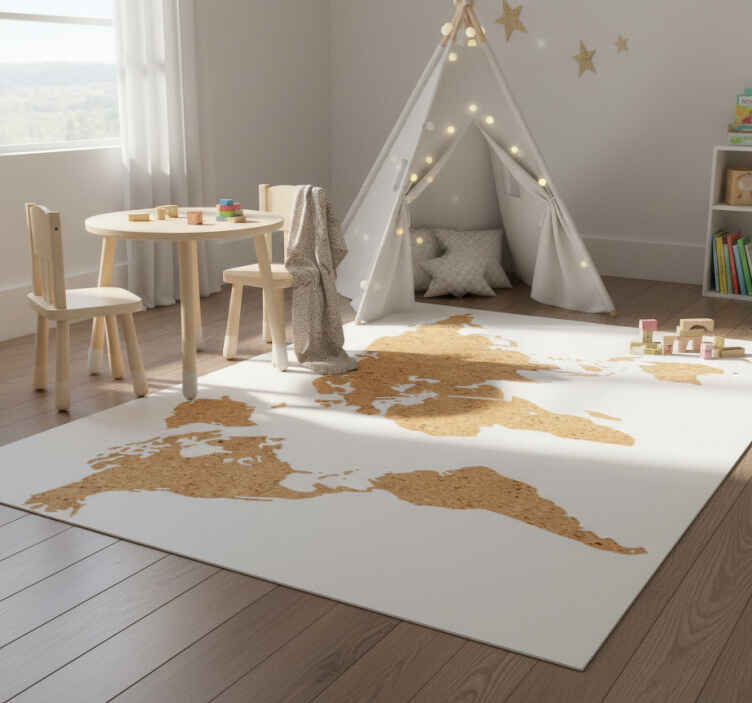 World map vinyl rug decorative cork map - TenStickers