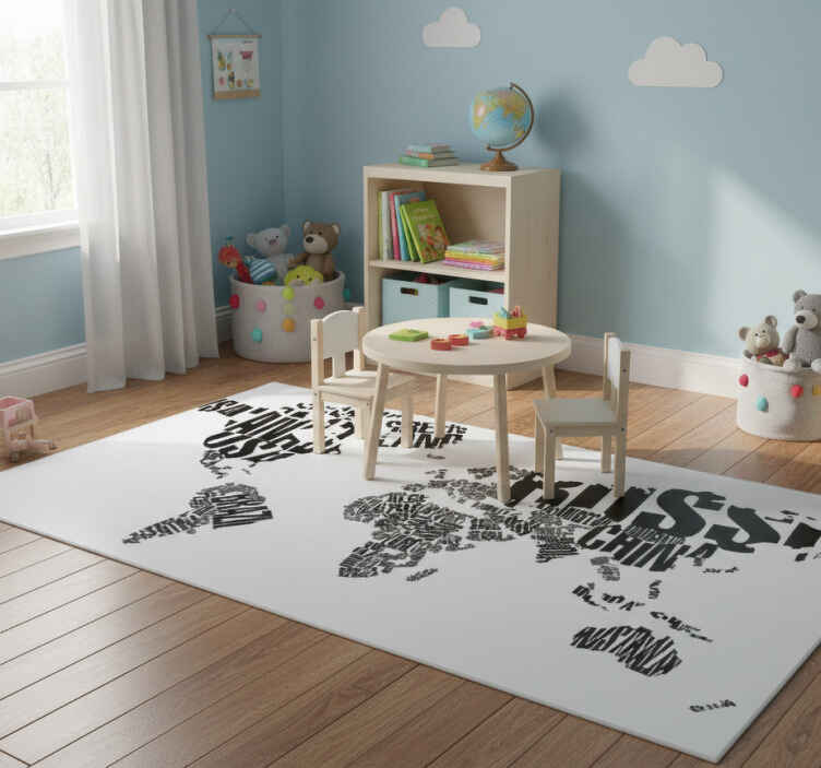 World map vinyl rug with country names - TenStickers