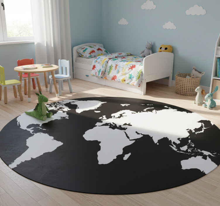 World map vinyl rug circular world map sticker - TenStickers