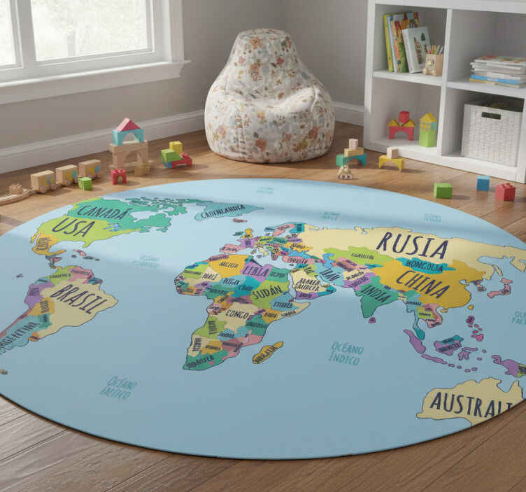 World map vinyl rug political map of the world - TenStickers