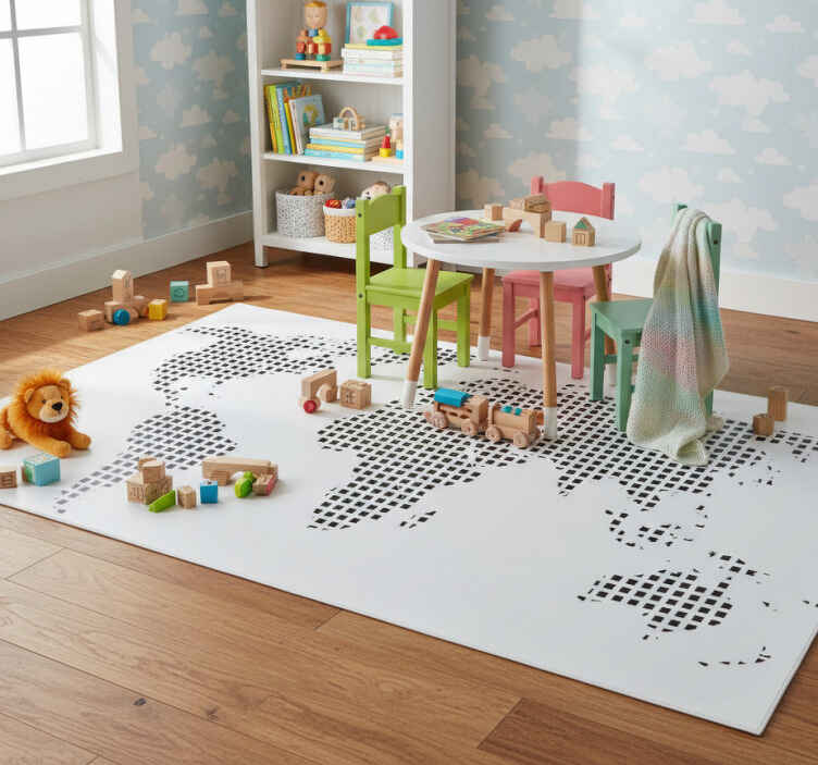 World map vinyl rug square decorative vinyl - TenStickers