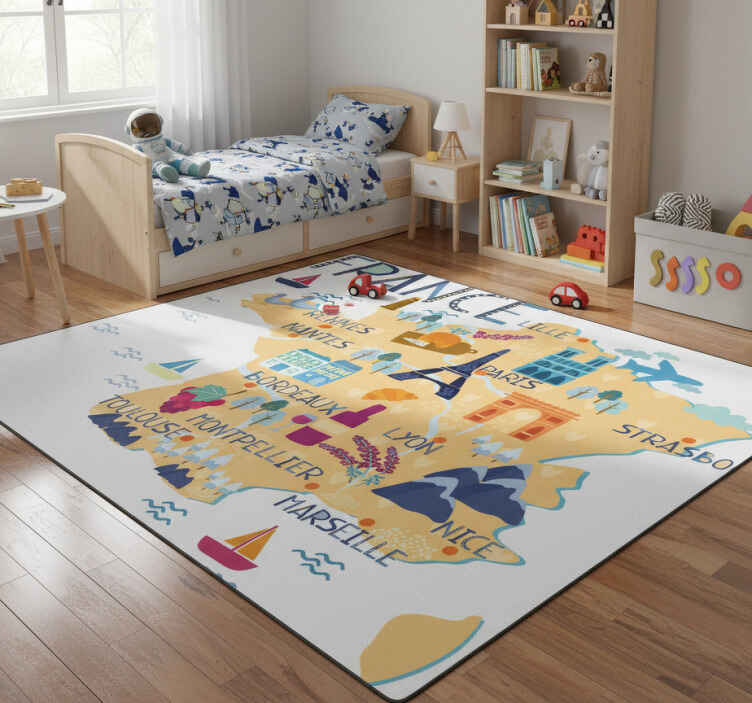 Tapis vinyle carte du monde culture française - TenStickers