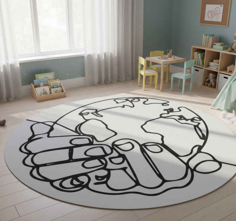 World map vinyl rug minimalist earth design - TenStickers