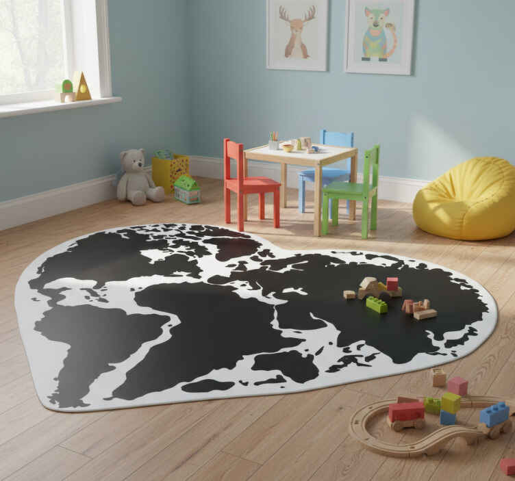World map vinyl rug heart shape sticker - TenStickers