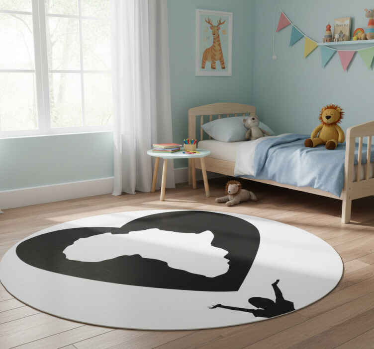 World map vinyl rug africa heart design - TenStickers