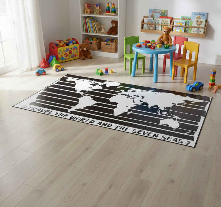 World map vinyl rug explore the globe - TenStickers