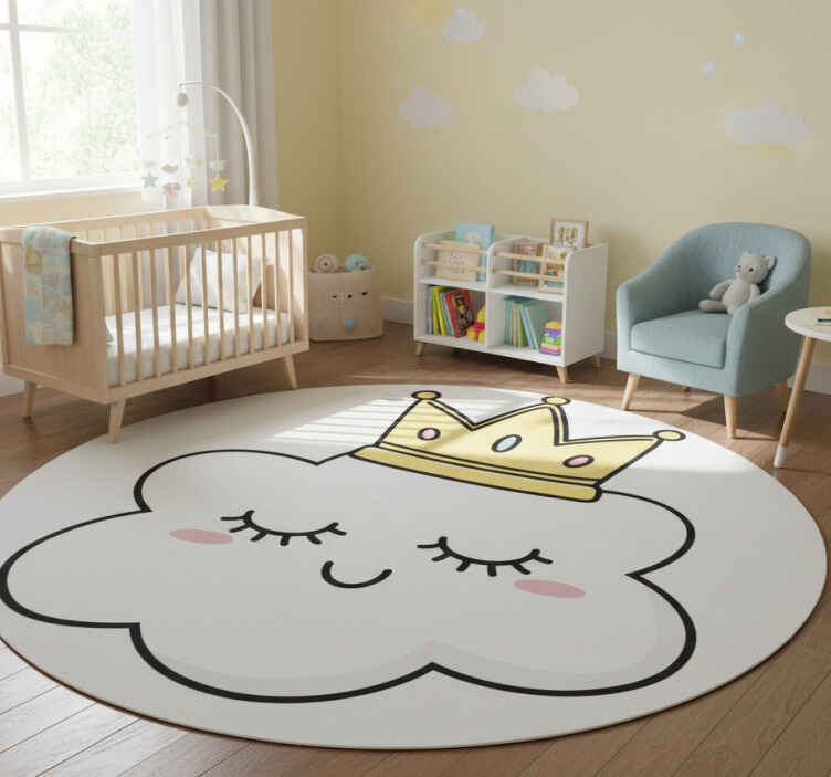 Kids vinyl rug crowned clouds design - TenStickers