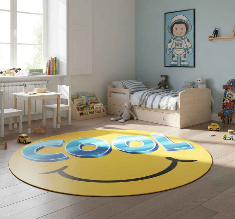 Kids vinyl rug cool smiley skateboard - TenStickers