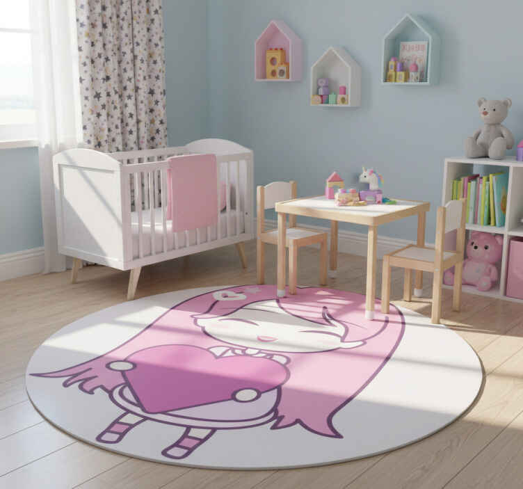 Alfombra vinílica infantil chica anime trayendo amor - TenVinilo