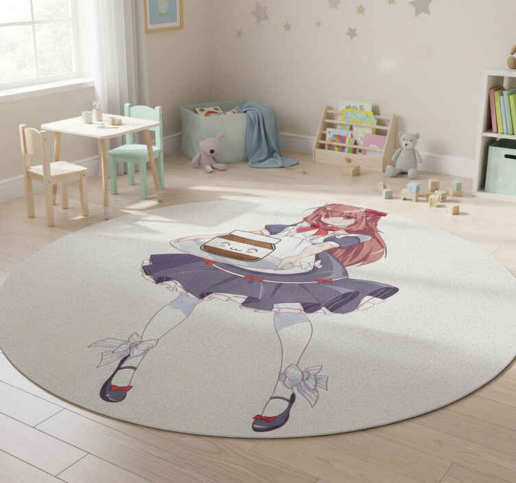 Kids vinyl rug anime girl with nutella - TenStickers