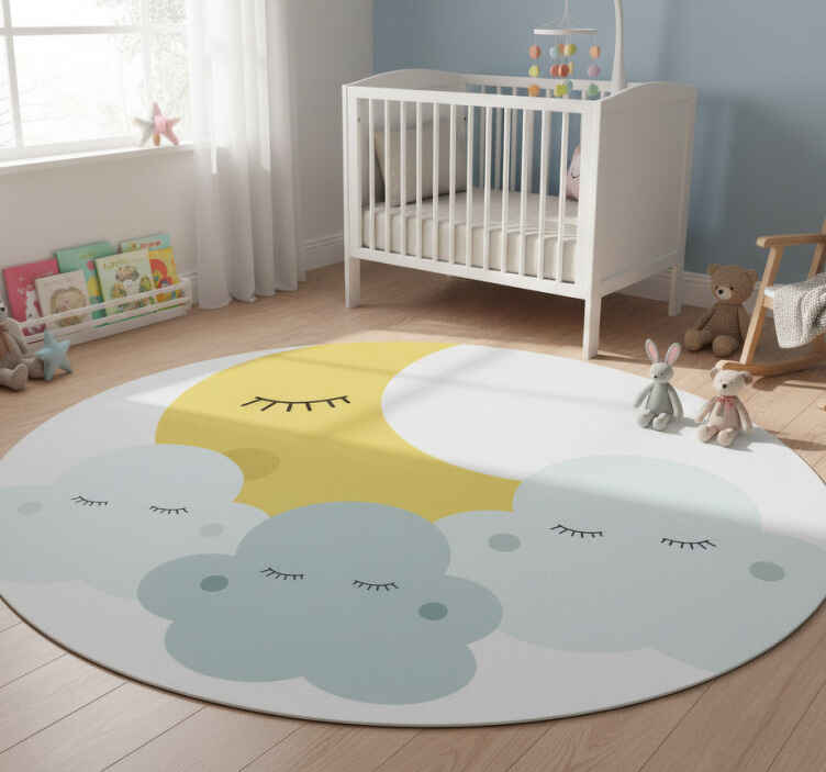 Alfombra vinílica infantil luna y nube durmiendo - TenVinilo