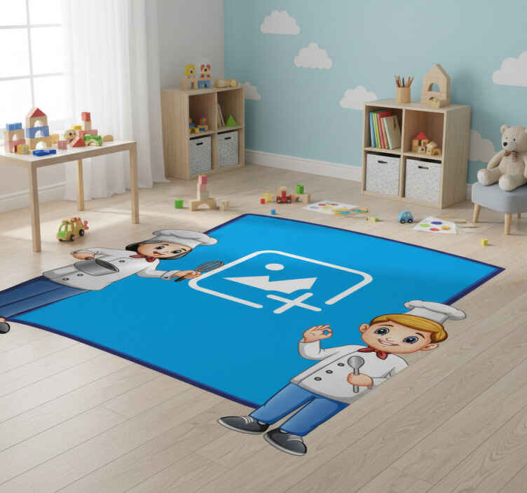 Kids vinyl rug kid chef photo frame - TenStickers
