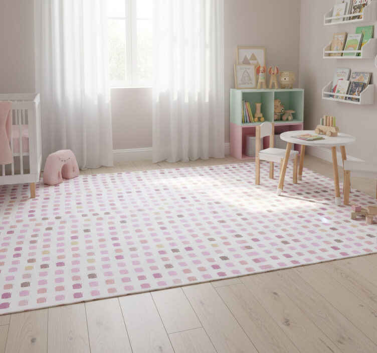 Alfombra vinílica infantil trazos en tonos rosas - TenVinilo