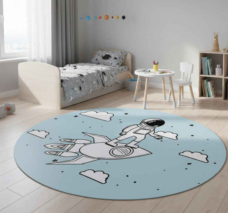 Kids vinyl rug rocket astronaut and stars - TenStickers