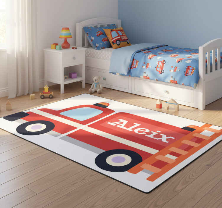 Tapis vinyle pour enfants camion de pompier coloré - TenStickers
