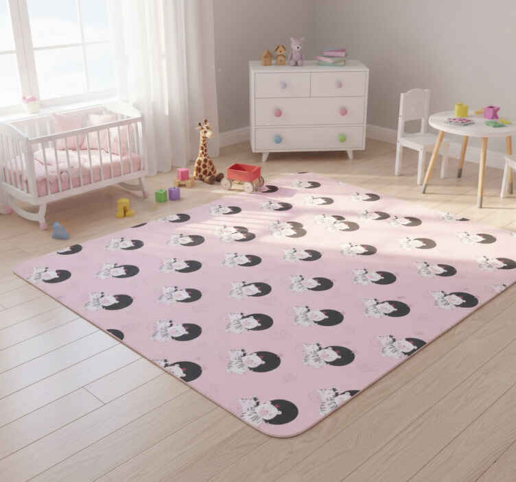 Kids vinyl rug baby zebra and bear decor - TenStickers