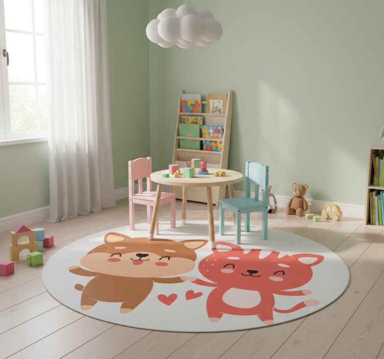 Kids vinyl rug dog friendship badge - TenStickers