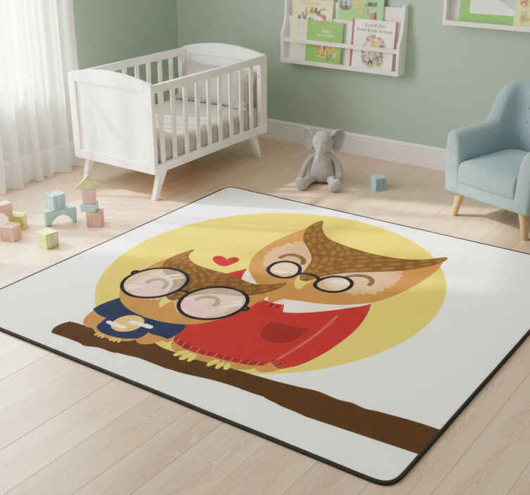 Alfombra vinílica infantil búho padre e hijo - TenVinilo