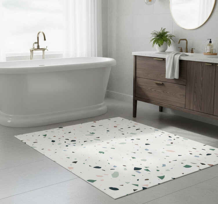 Bathroom vinyl rug in white terrazzo - TenStickers
