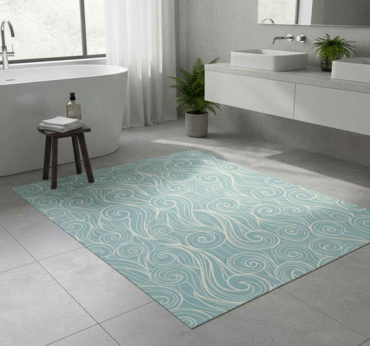 Bathroom vinyl rug ocean wave design - TenStickers