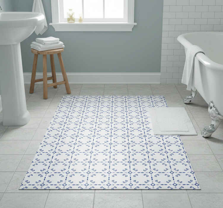 Bathroom vinyl rug in classic wallpaper design - TenStickers