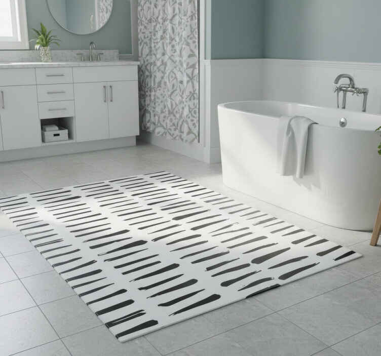Bathroom vinyl rug with uneven stripe design - TenStickers