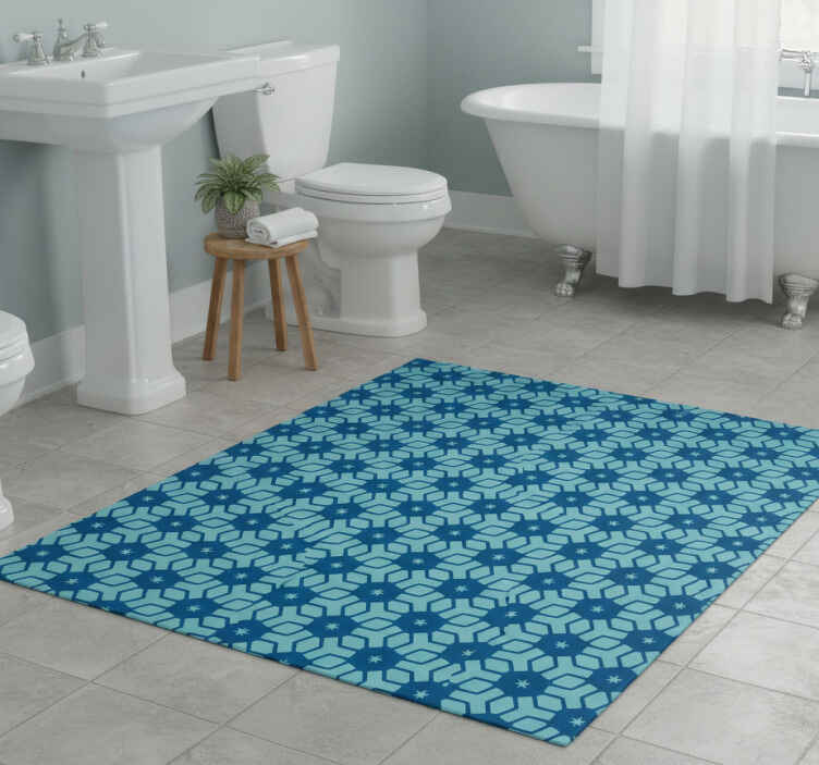 Bathroom vinyl rug in blue tiles design - TenStickers