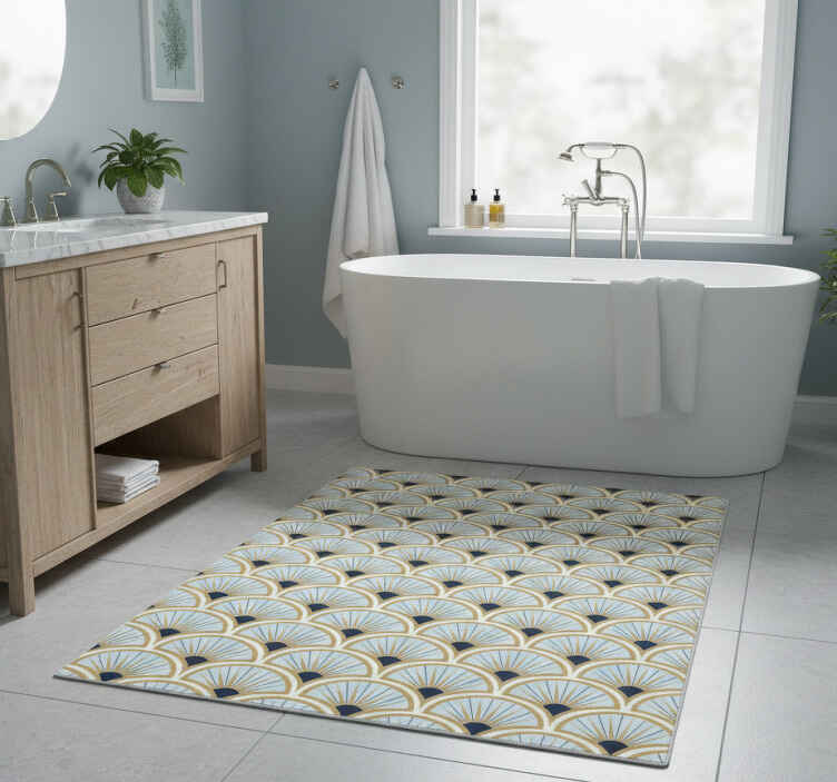 Art deco blue shades bathroom vinyl rug - TenStickers