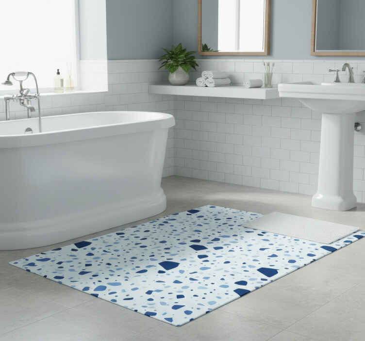 Blue terrazzo bathroom vinyl rug - TenStickers