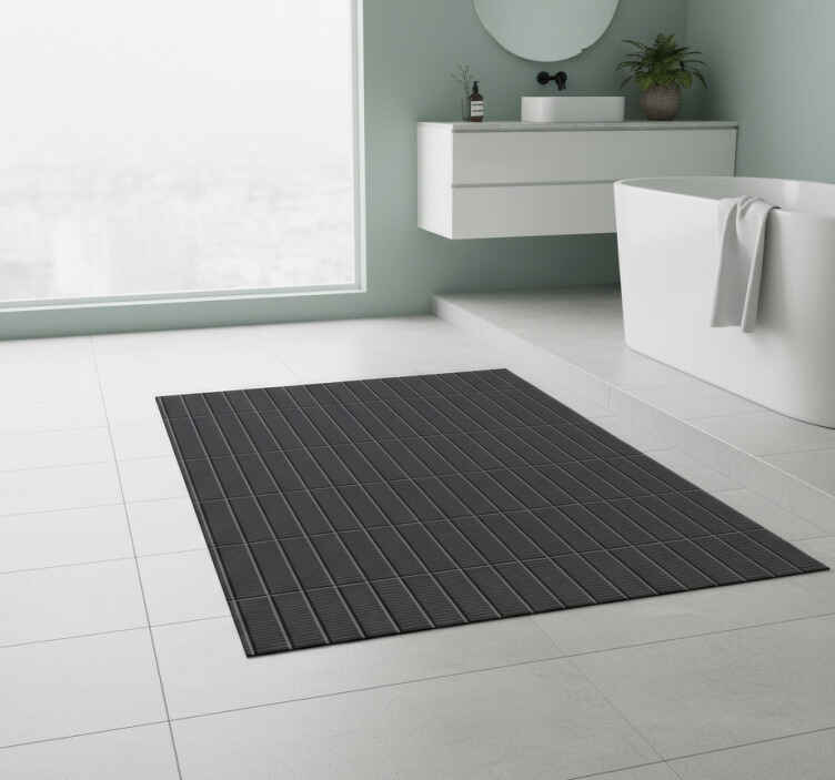 Bathroom vinyl rug black tile 3d wallpaper - TenStickers