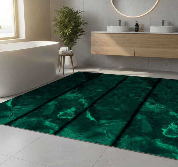 Bathroom vinyl rug in black and green marble effect - TenStickers
