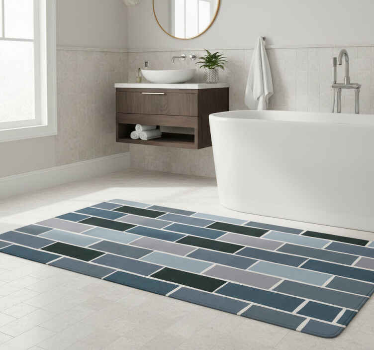 Stone gray bricks ornamental bathroom vinyl rug - TenStickers