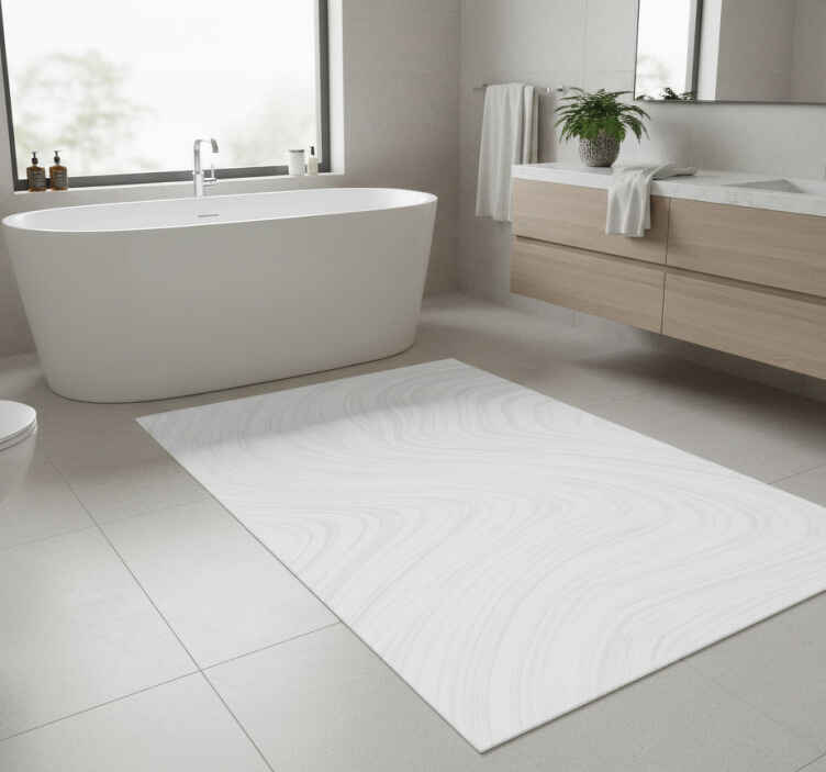 Bathroom vinyl rug in white marble with gray stripes - TenStickers
