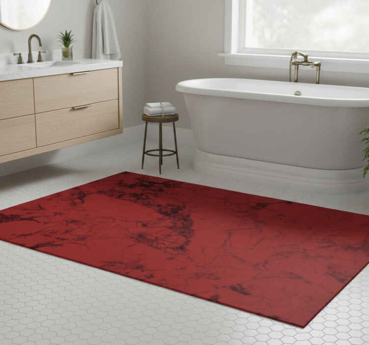 Bathroom vinyl rug with dark red marble texture - TenStickers