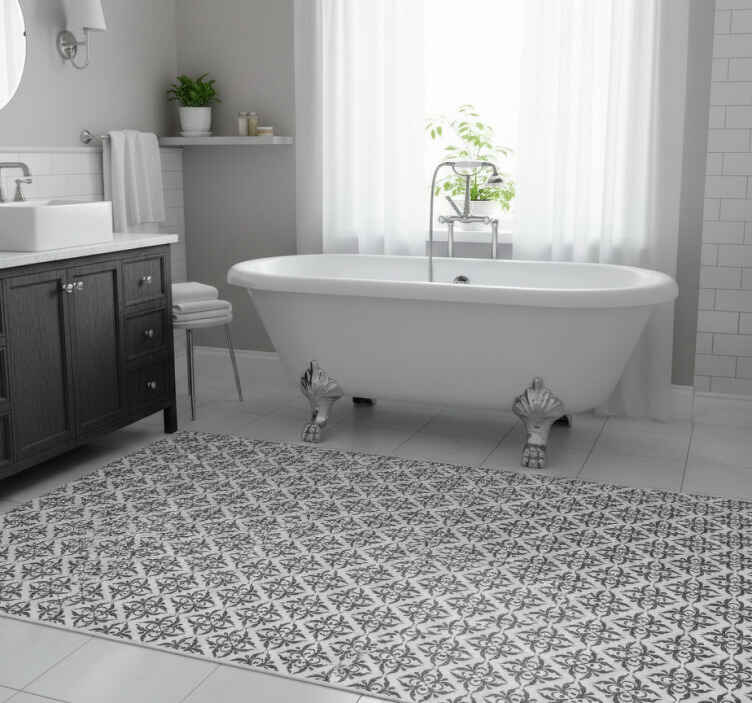 Bathroom vinyl rug in black tile pattern - TenStickers