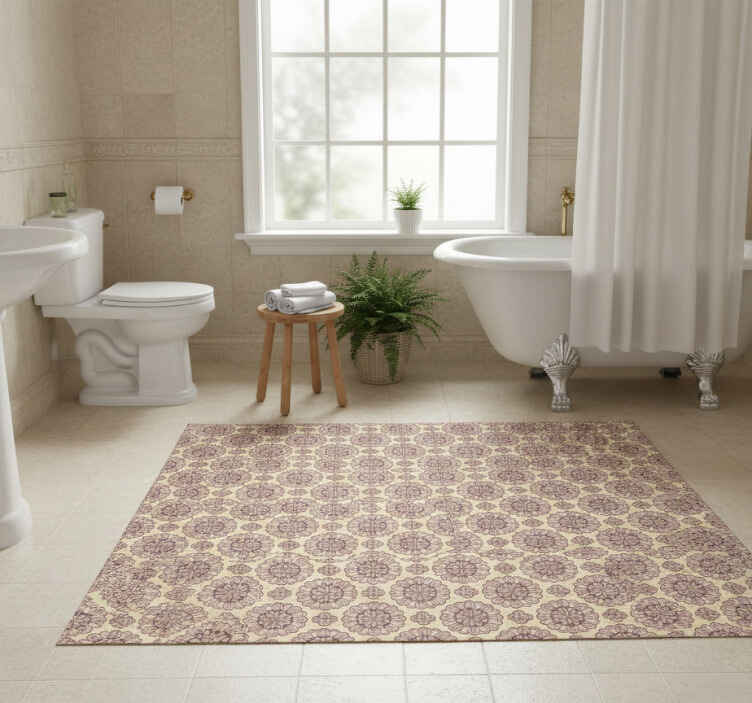 Purple ethnic style mandala bathroom vinyl rug - TenStickers