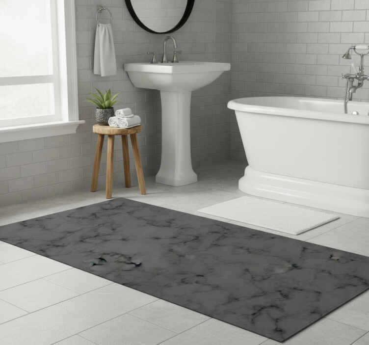 Bathroom vinyl rug with black grungy marble texture - TenStickers