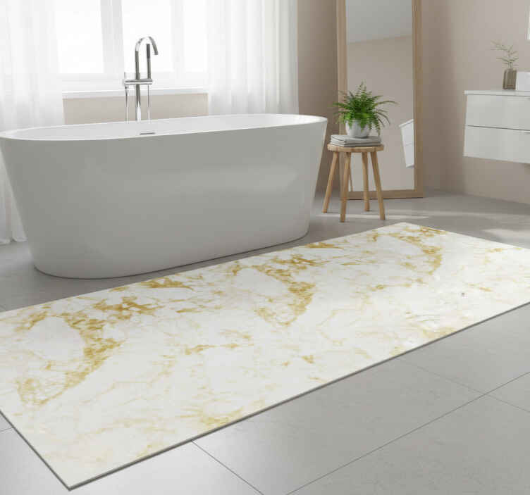 Bathroom vinyl rug in beige marble onyx design - TenStickers