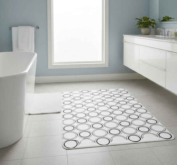 Bathroom vinyl rug with black and grey circles pattern - TenStickers