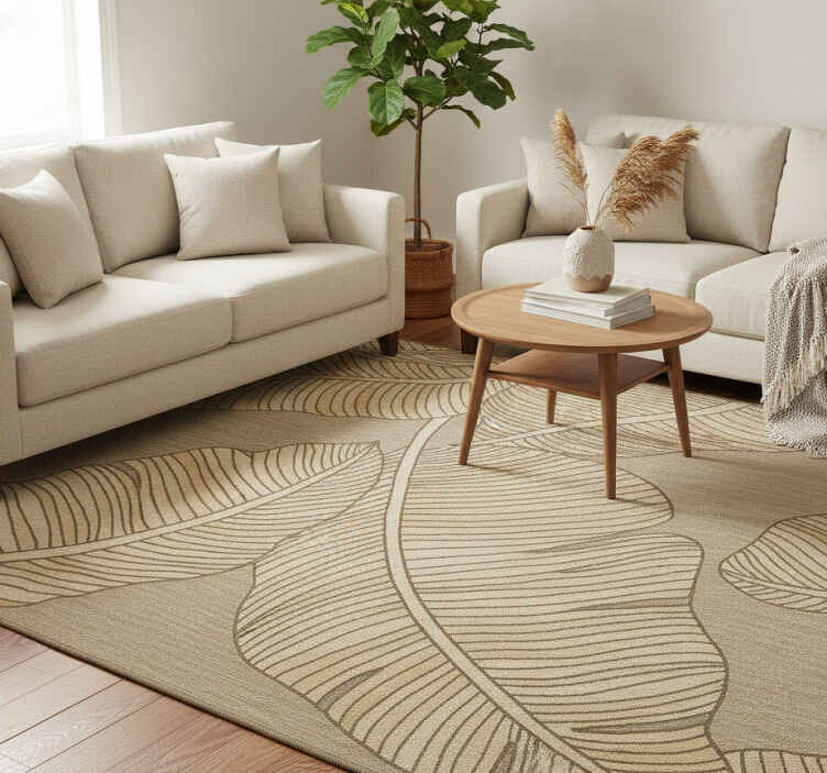 Alfombras vinílicas diseño hojas grandes beige - TenVinilo