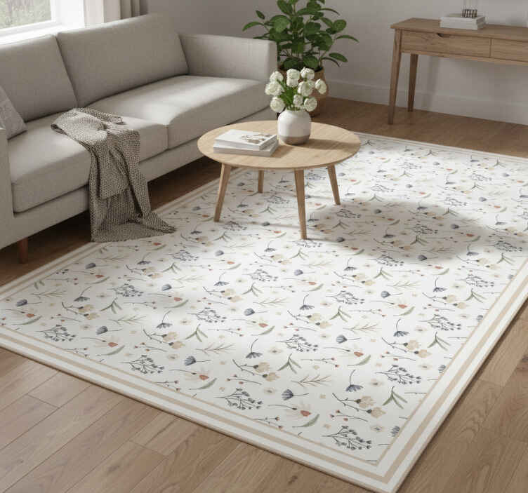 Alfombras vinílicas patrón de flores minimalista - TenVinilo